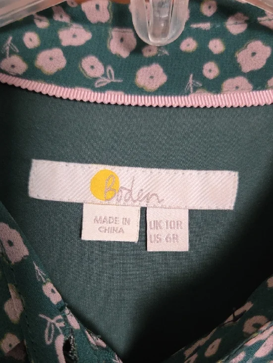 Boden Green Floral Long Sleeve Shirt Dress - Picture 2 of 6